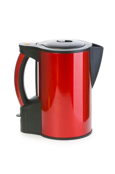 Червоний електричний чайник ізольований — стокове фото