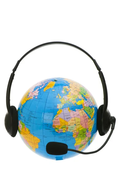 Globe izole kulaklık — Stok fotoğraf