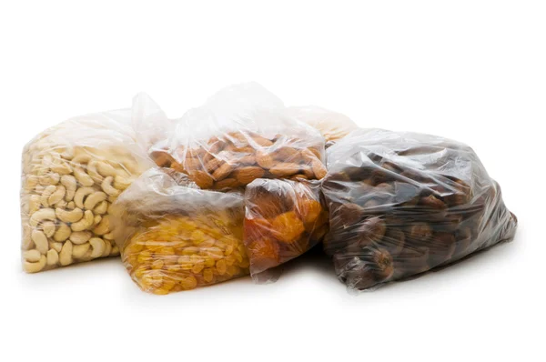 Various dry fruits in the bags — Stock Photo, Image