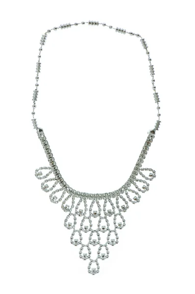 Stříbrný náhrdelník izolovaných na bílém — Stock fotografie