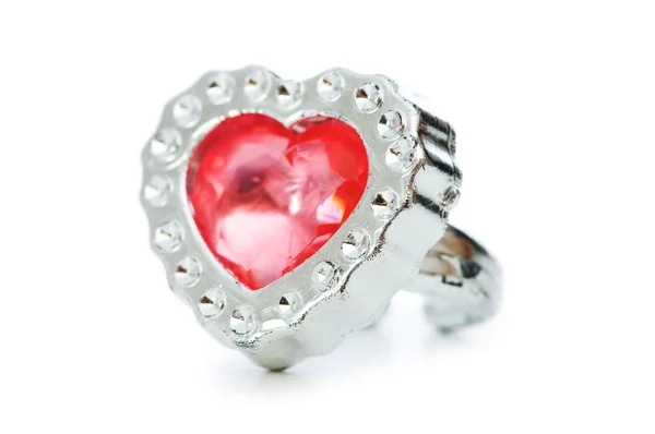 Heart shaped ring isolated on the white — Stock Photo, Image