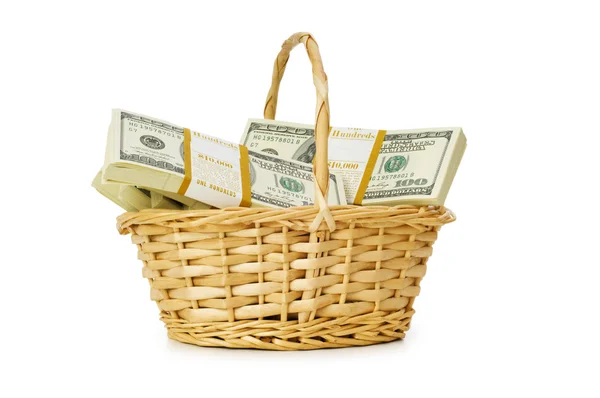 stock image Basket full of dollars isolated