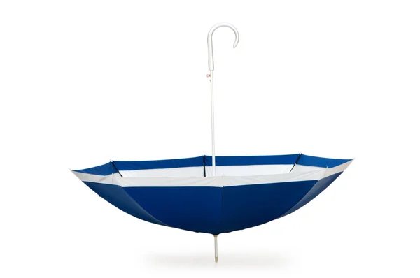 Ombrello blu isolato sul bianco — Foto Stock