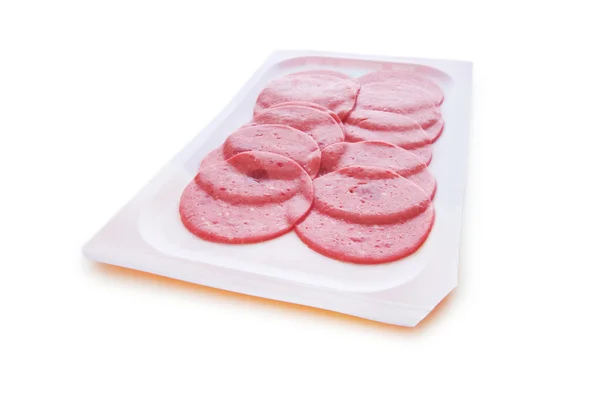 Arranged cuts of beef sausage — Stock Photo, Image
