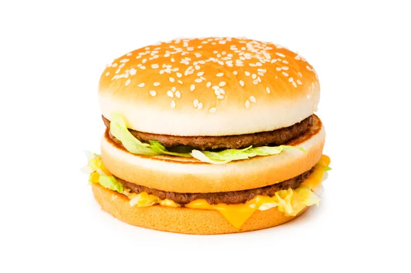 Подвійний чізбургер ізольовані — стокове фото