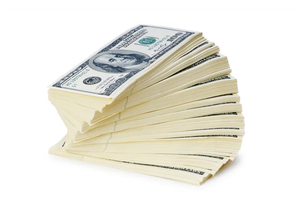 Pilha de dólares isolados no branco — Fotografia de Stock