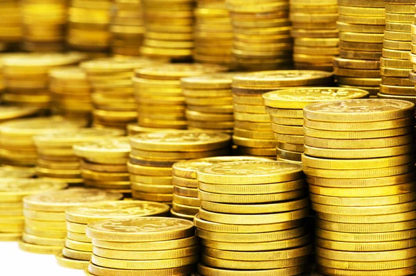 Крупный план золотых монет — стоковое фото