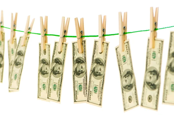 Geldwäsche-Konzept mit Dollars — Stockfoto