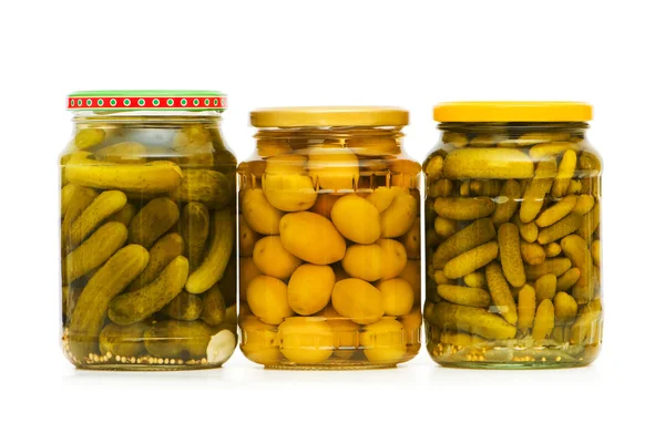 Pickled cucumbers and olives — Stock Photo, Image