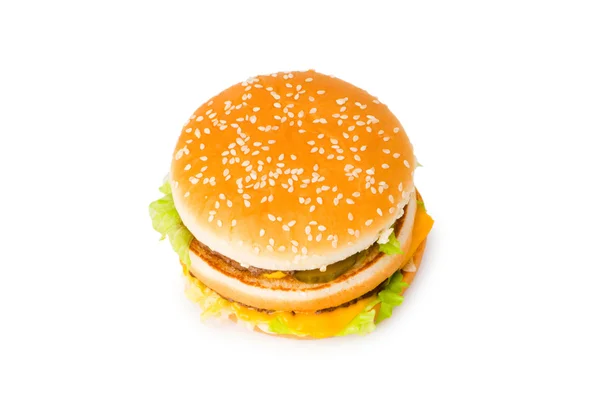 Διπλό cheeseburger απομονωθεί — Φωτογραφία Αρχείου