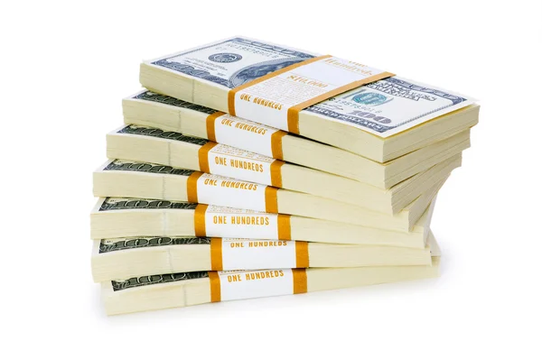 Στοίβα δολάρια απομονωμένη στο λευκό — Φωτογραφία Αρχείου