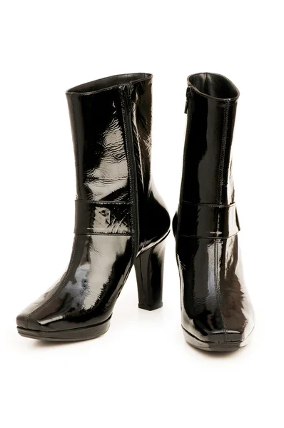 Black boots isolated on the white — Zdjęcie stockowe