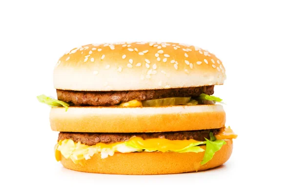 Duplo cheeseburger isolado — Fotografia de Stock