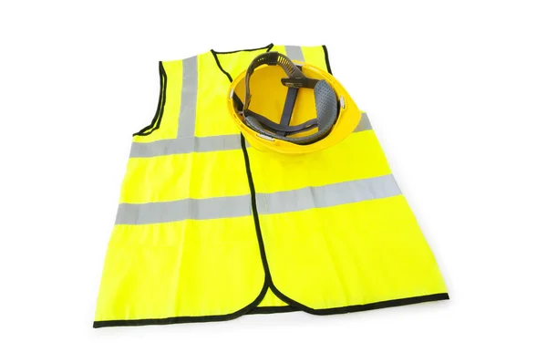 Yellow vest and hardhat isolated — Stock Photo, Image