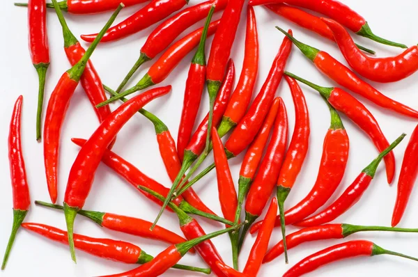Röd chilipeppar ordnade — Stockfoto