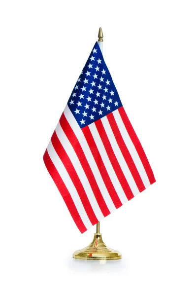 ABD bayrağı üzerinde beyaz izole — Stok fotoğraf