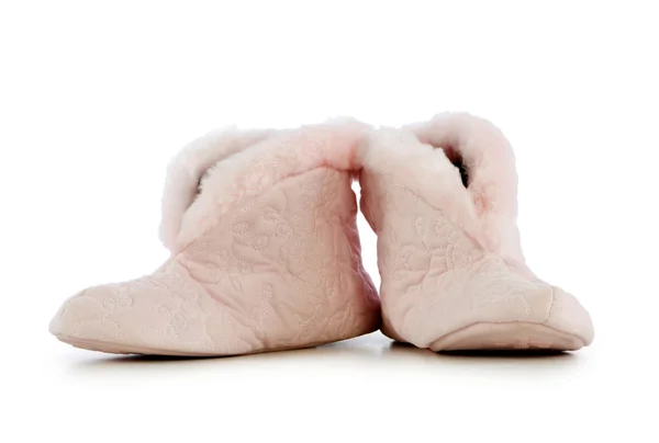Warme slippers geïsoleerd op de witte — Stockfoto