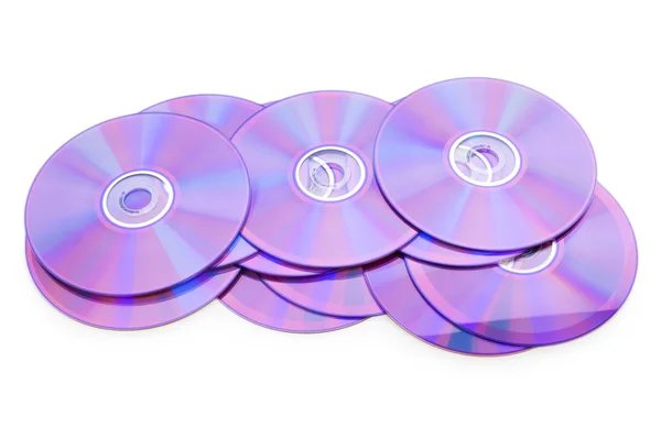 Muitos DVD 's isolados no branco — Fotografia de Stock