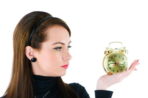 고립 된 시계와 여자 — 스톡 사진