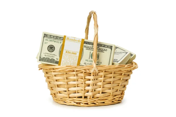 stock image Basket full of dollars isolated