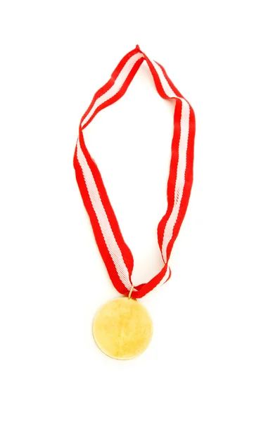 Χρυσό μετάλλιο απομονωμένη στο λευκό — Φωτογραφία Αρχείου