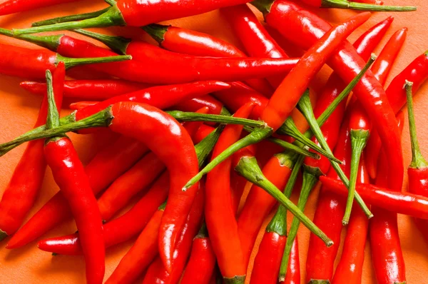stock image Red chili peppers arranged