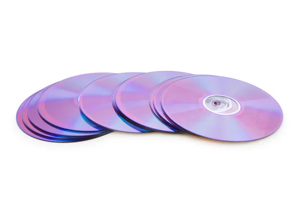 Molti DVD sono isolati sul bianco — Foto Stock