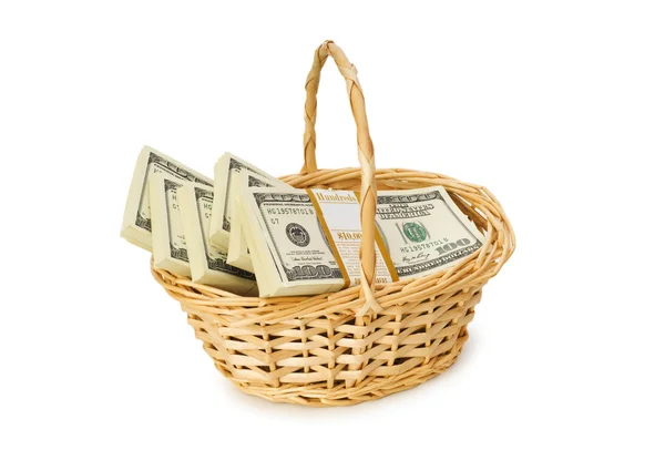 Stock image Basket full of dollars isolated on white