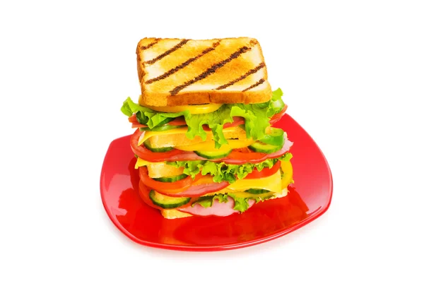 Sandwich gigante aislado en el blanco — Foto de Stock