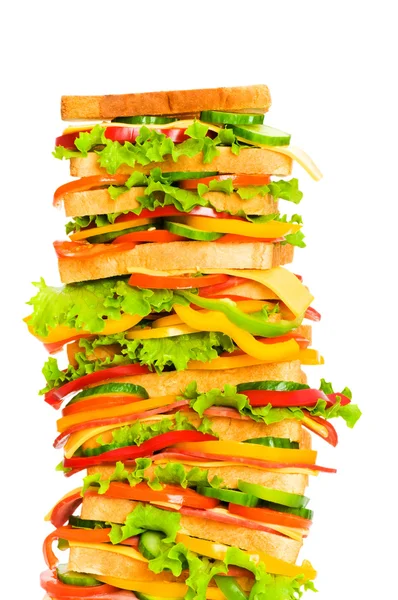 Jätte smörgås isolerat på vita — Stockfoto