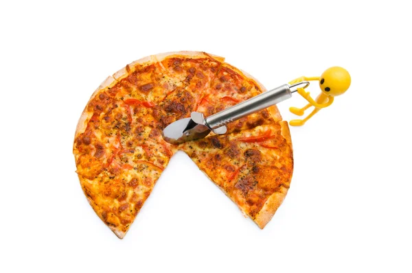 Pizza geïsoleerd op de witte — Stockfoto