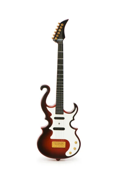 Guitarra de madeira isolada no branco — Fotografia de Stock