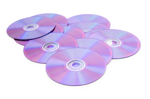 Beaucoup de DVD sont isolés sur le blanc — Photo