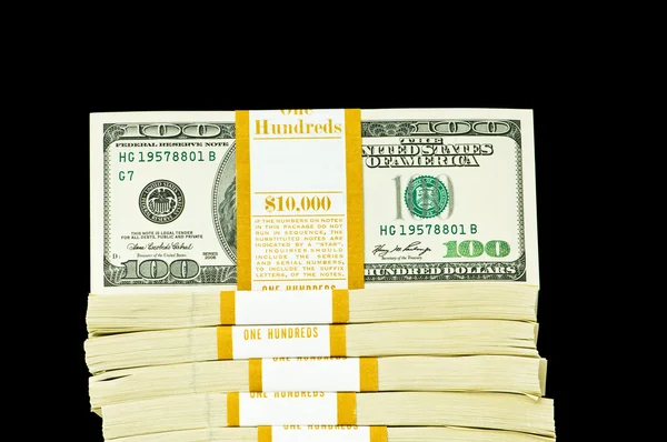 Stack of dollars isolated on the black — Stock Photo, Image