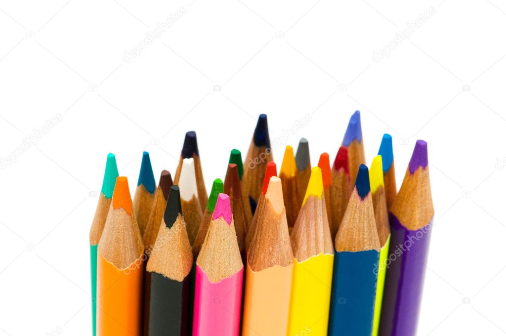 Various colour pencils isolated
