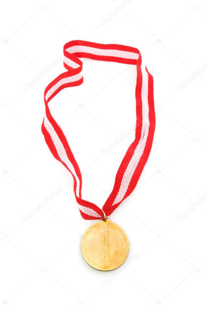 Golden medal isolated on the white