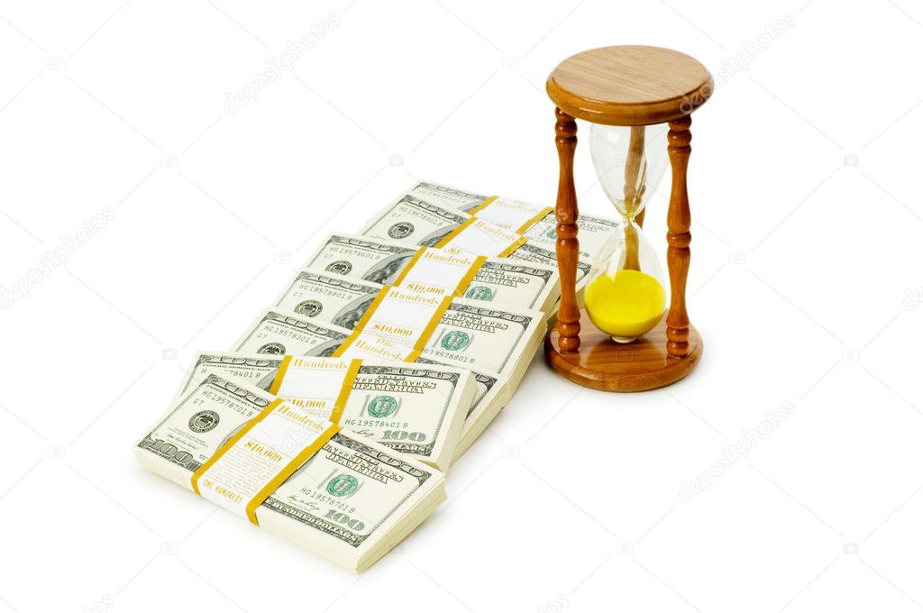 Time is money concept with dollars