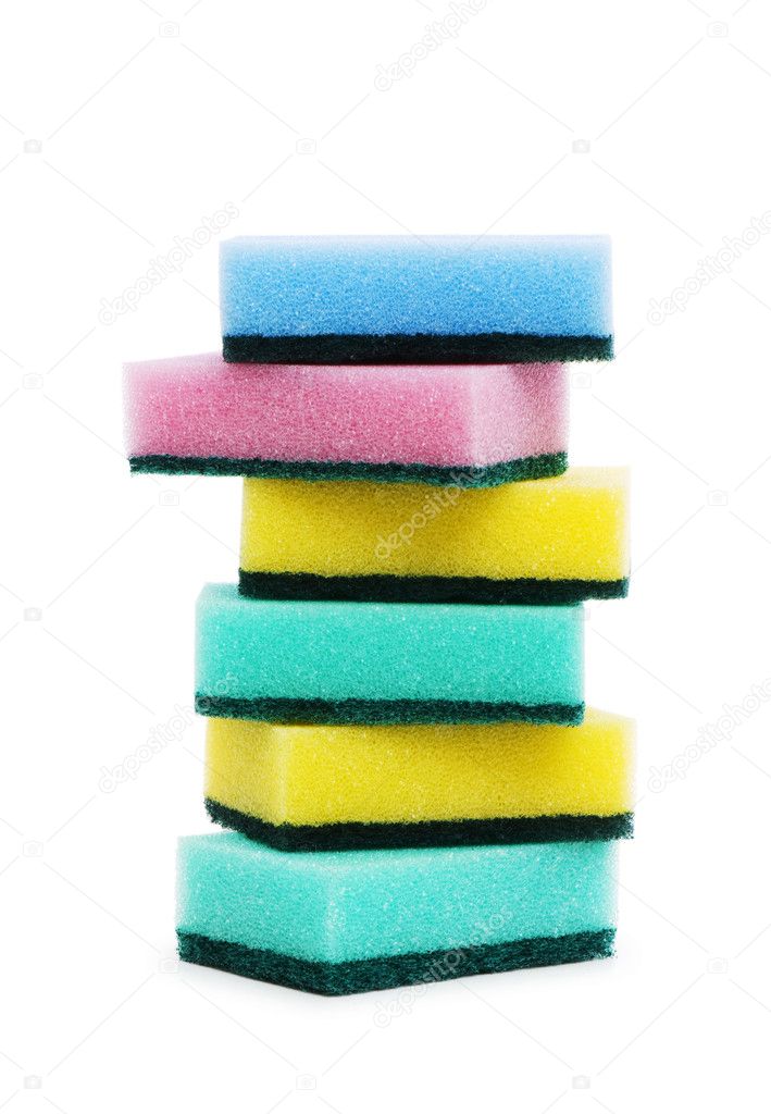 Various sponges isolated on the white