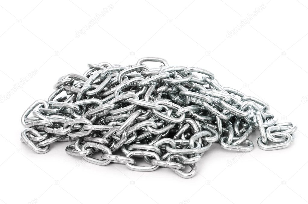 Silver chain isolated on the white