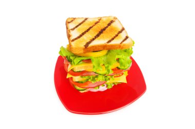 Giant sandwich isolated on the white clipart