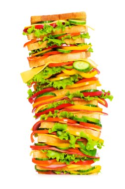 Giant sandwich isolated on the white clipart