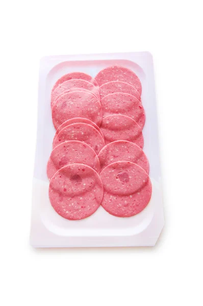 Arranged cuts of beef sausage — Stock Photo, Image