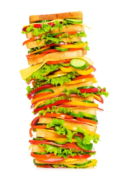 Гигантский сэндвич, изолированный на белом — стоковое фото