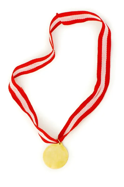 Χρυσό μετάλλιο απομονωμένη στο λευκό — Φωτογραφία Αρχείου