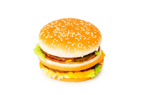 Duplo cheeseburger isolado — Fotografia de Stock