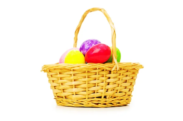 复活节概念与鸡蛋和篮子 — 图库照片