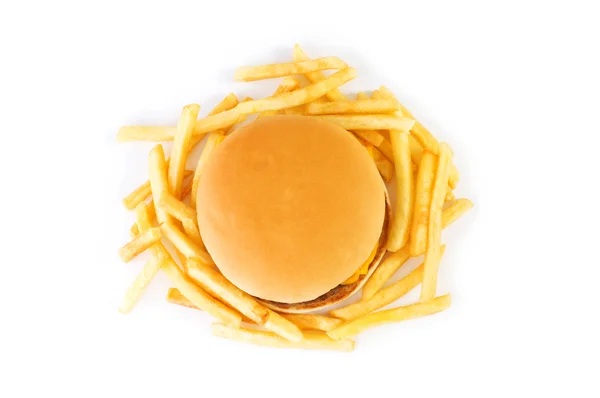 Cheeseburger απομονωμένη στο λευκό — Φωτογραφία Αρχείου