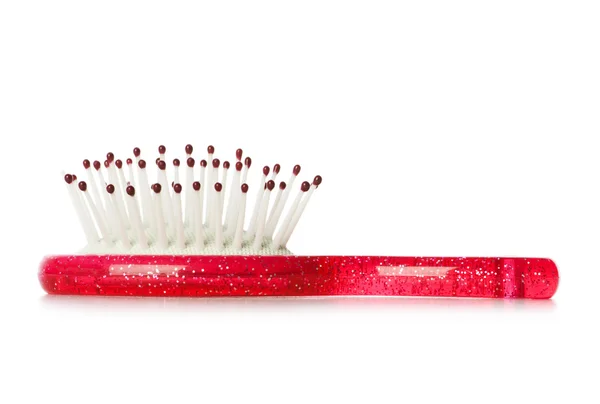 Pembe fırça üzerinde beyaz izole — Stok fotoğraf