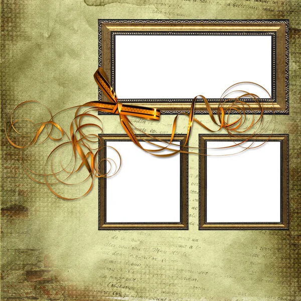 Frames on grunge background with bow — Stock Photo, Image