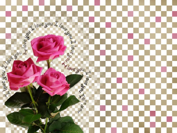Carte avec roses sur fond abstrait — Photo